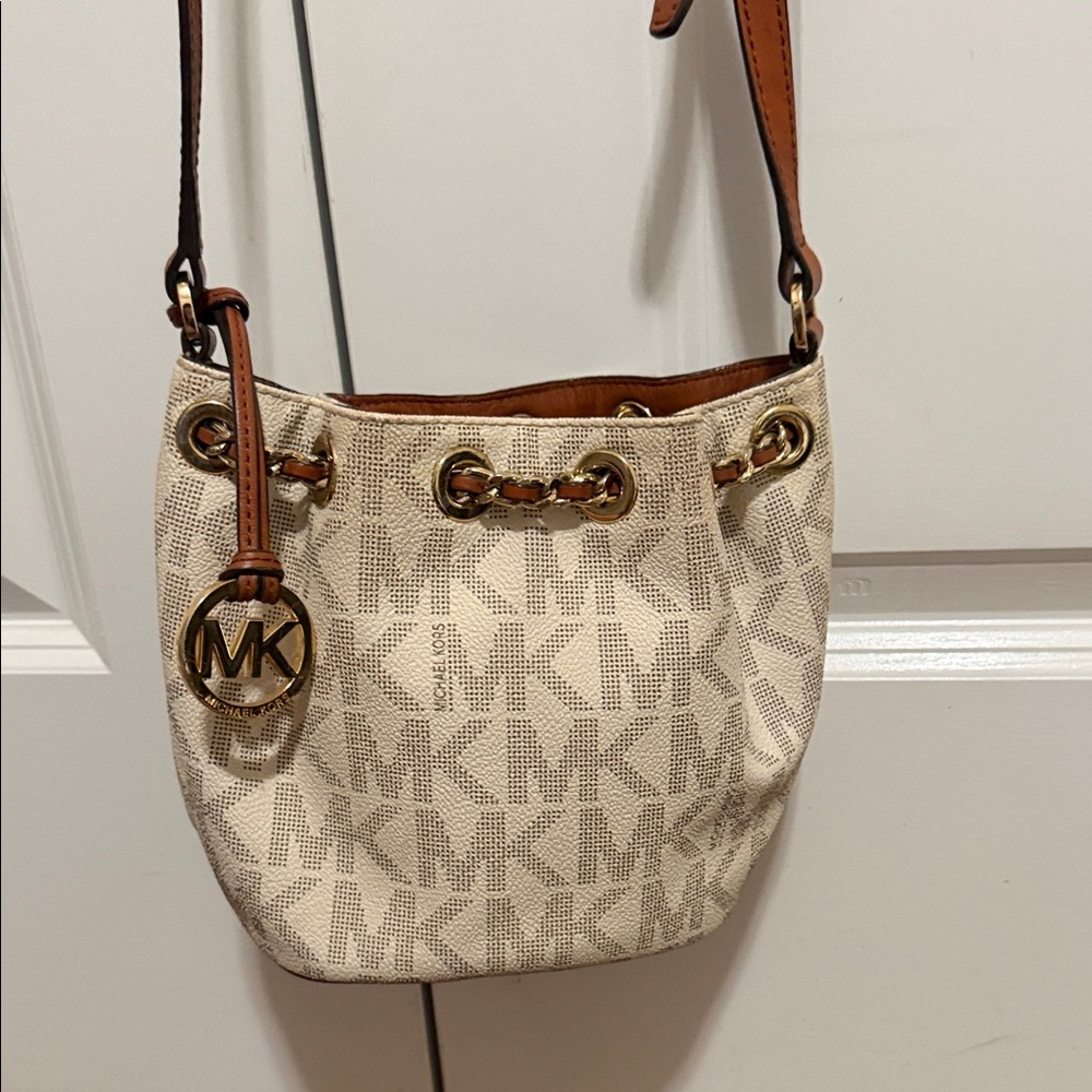 Michael Kors Beige Monogram Crossbody Bag